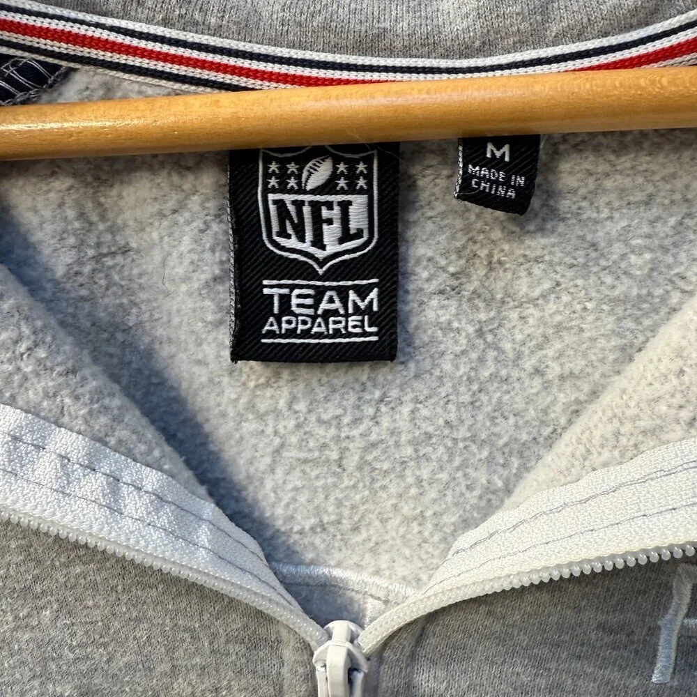 New England Patriots Throwback Lined Full Zip Hoodie Sweatshirt NFL Size Medium - Picture 3 of 8